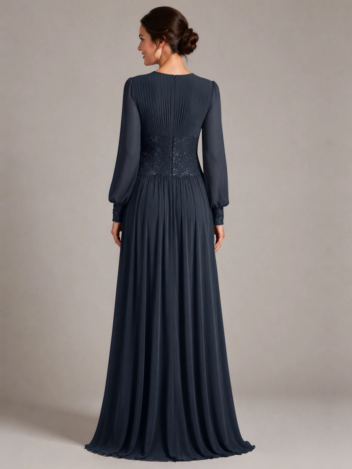 Chiffon Mother of the Bride Dress with Jewel Neckline 