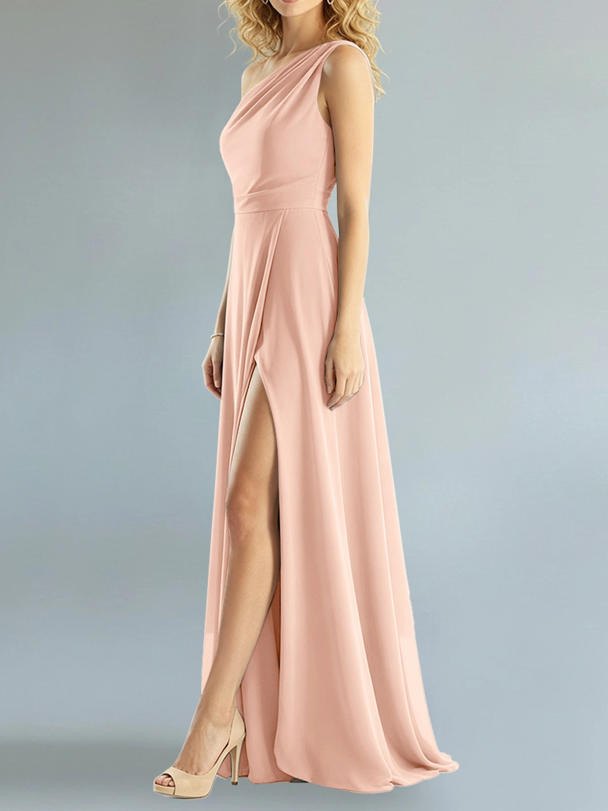One-Shoulder Bridesmaid Dress with Slit