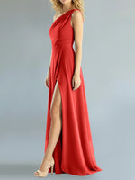 One-Shoulder Bridesmaid Dress with Slit