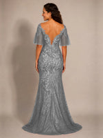 Mermaid Mother of the Bride Dress with V-neck 