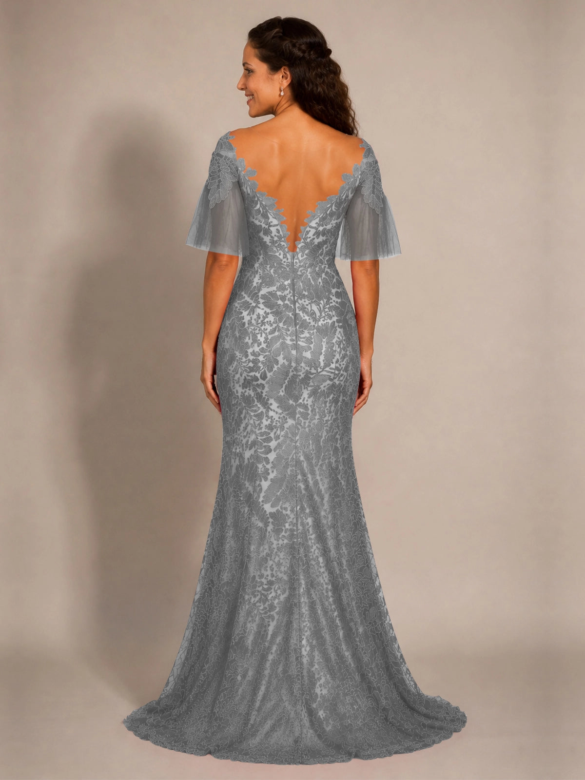 Mermaid Mother of the Bride Dress with V-neck 