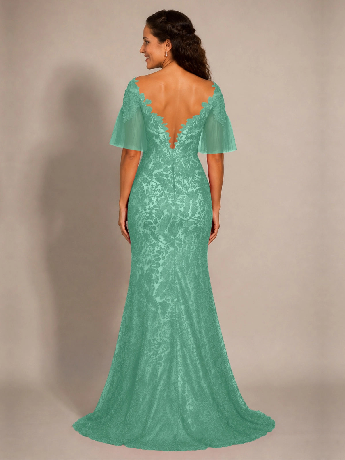 Mermaid Mother of the Bride Dress with V-neck 
