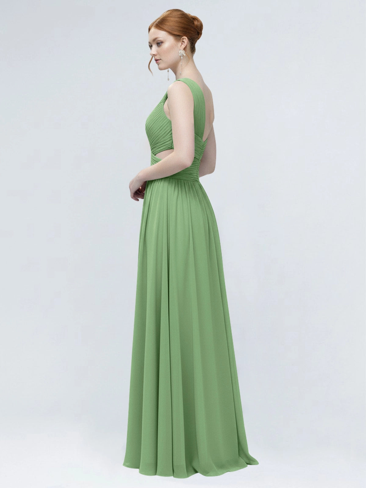 One-Shoulder Side Cut-Out Bridesmaid Dress 
