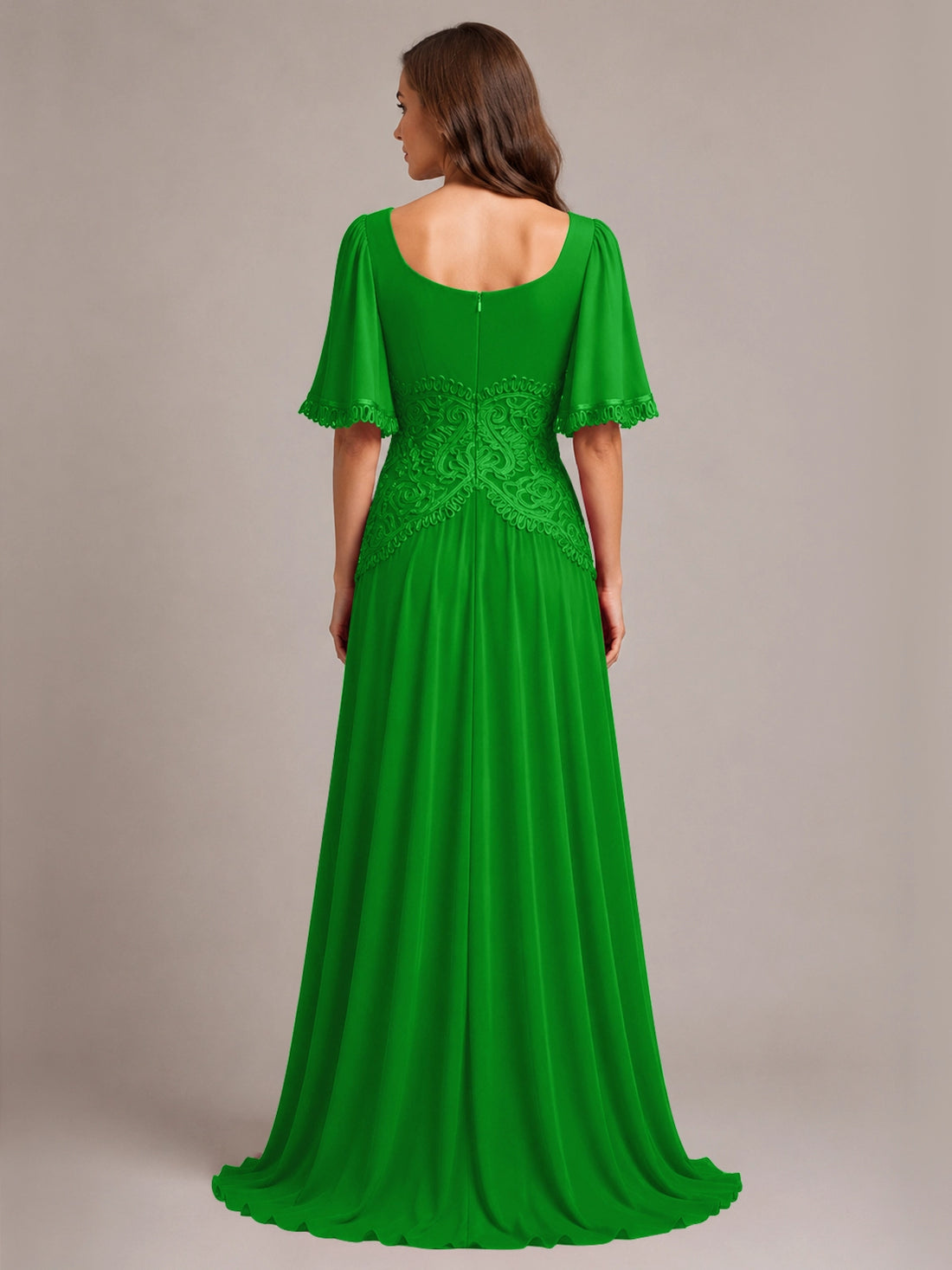 Cowl Neck Mother of the Bride Dress with Applique 