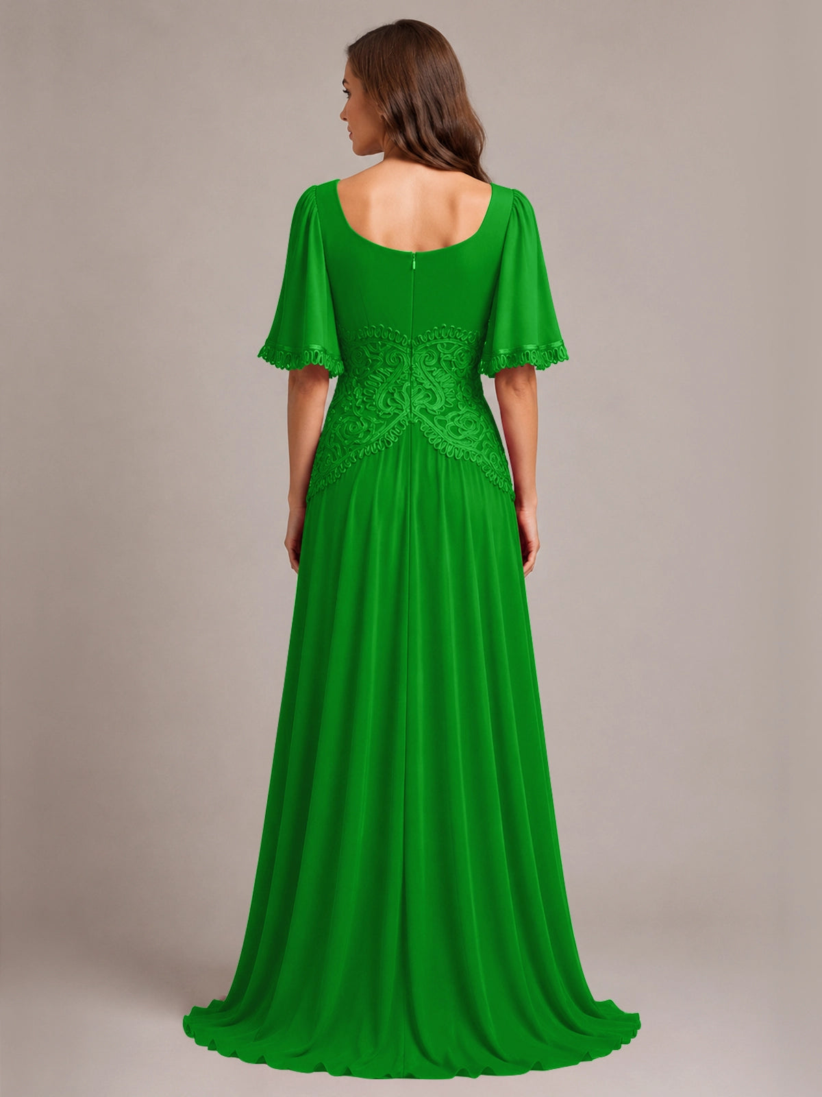 Cowl Neck Mother of the Bride Dress with Applique 