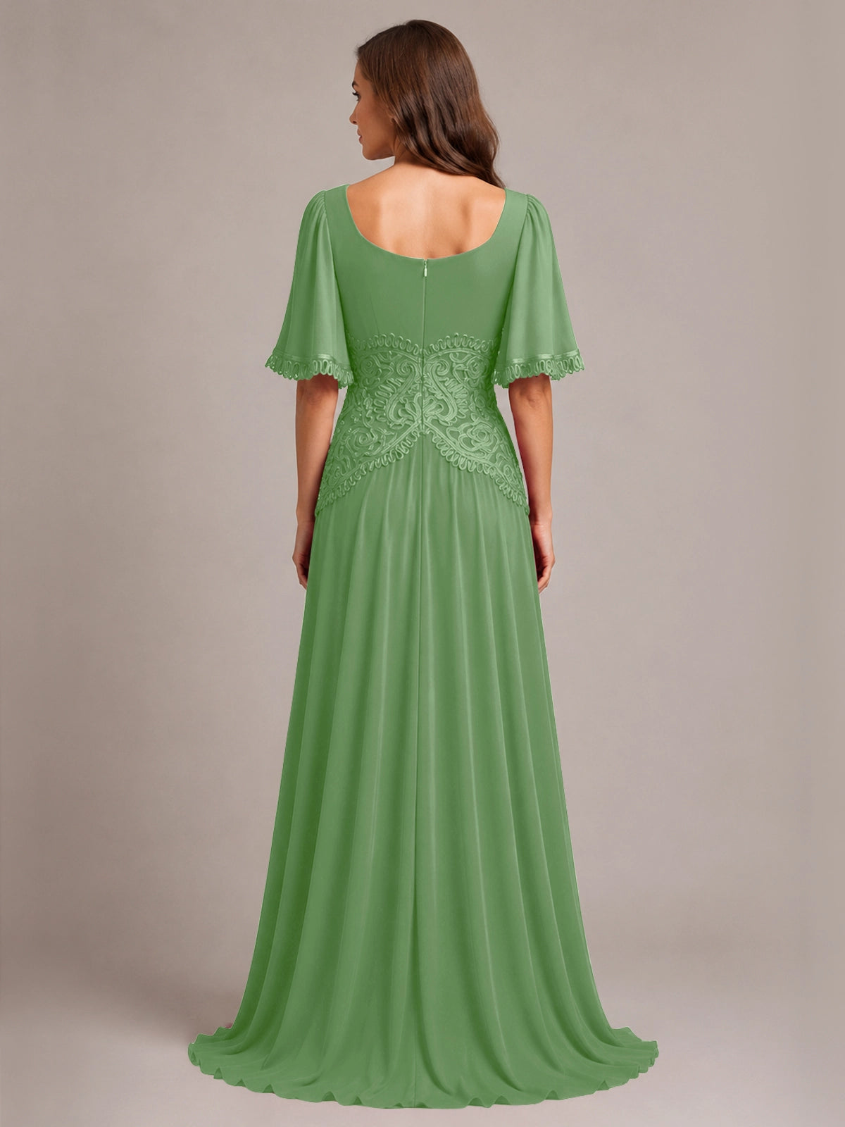 Cowl Neck Mother of the Bride Dress with Applique 