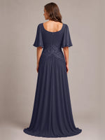 Cowl Neck Mother of the Bride Dress with Applique 