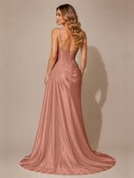 Silk-like Prom Dress with Appliques
