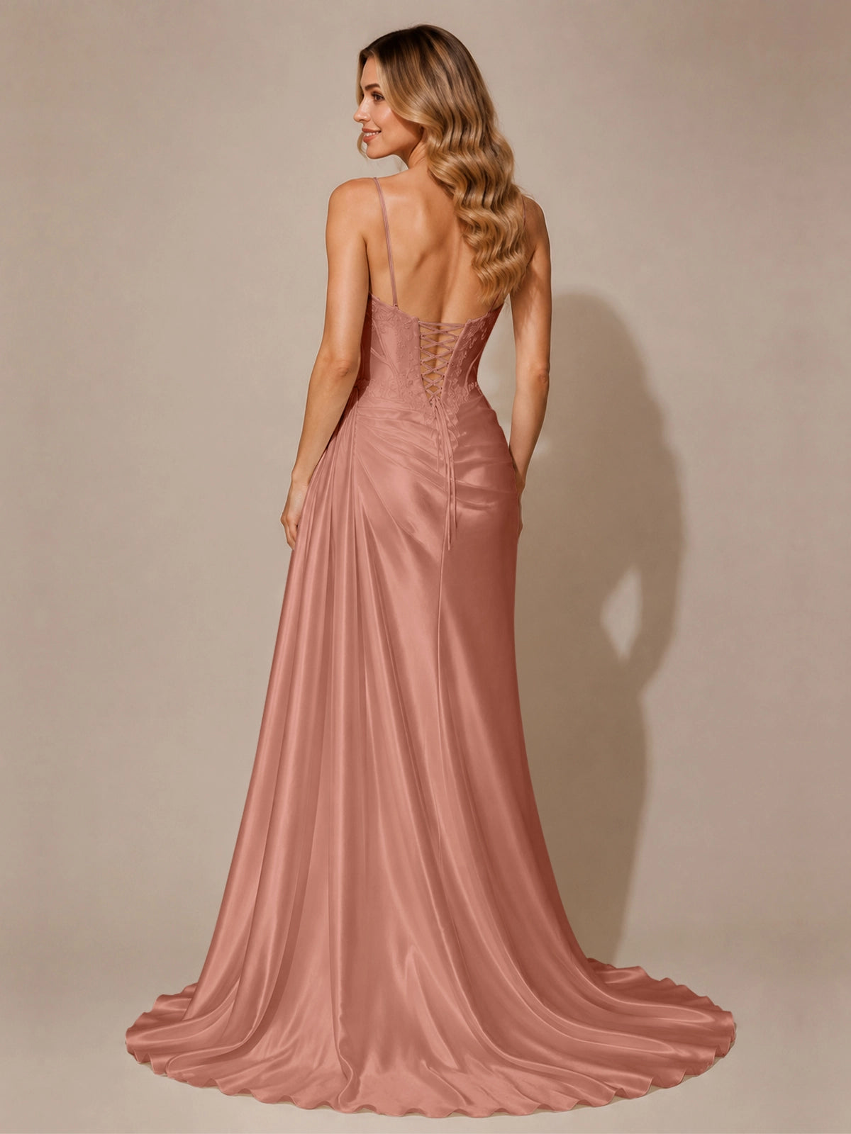 Silk-like Prom Dress with Appliques