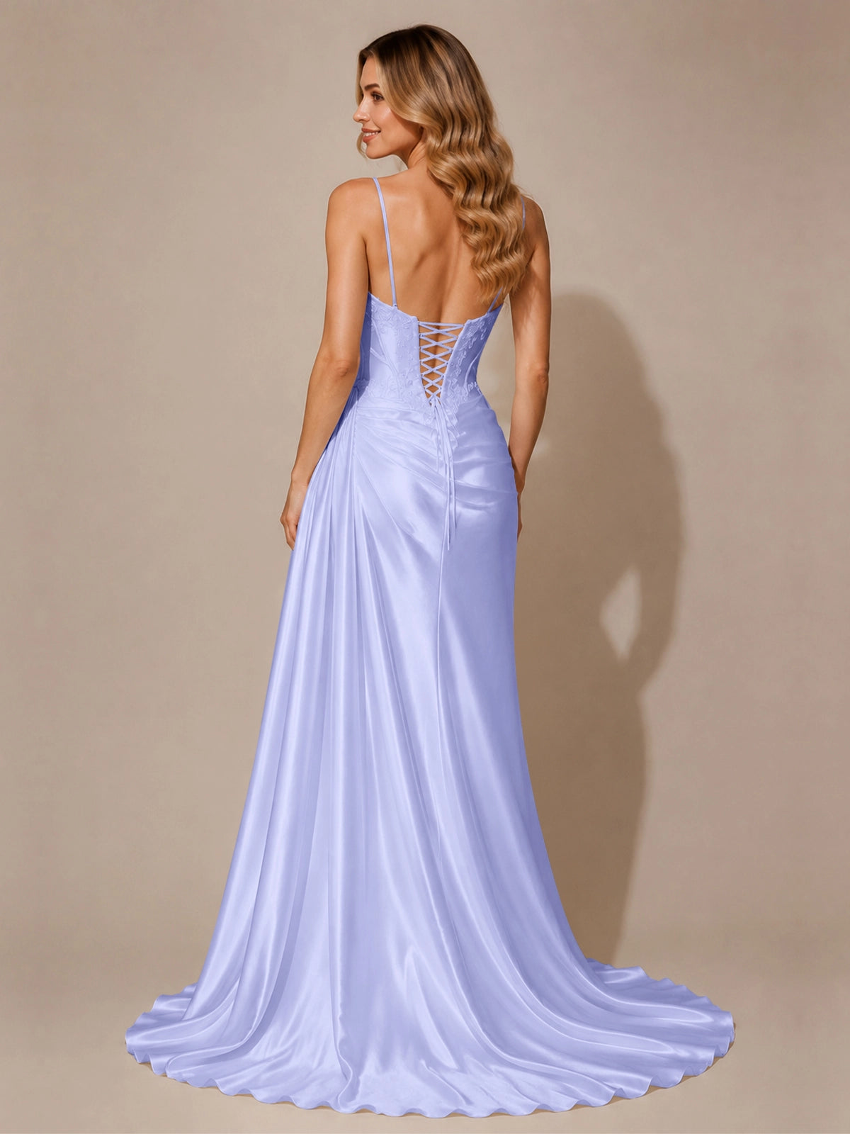 Silk-like Prom Dress with Appliques