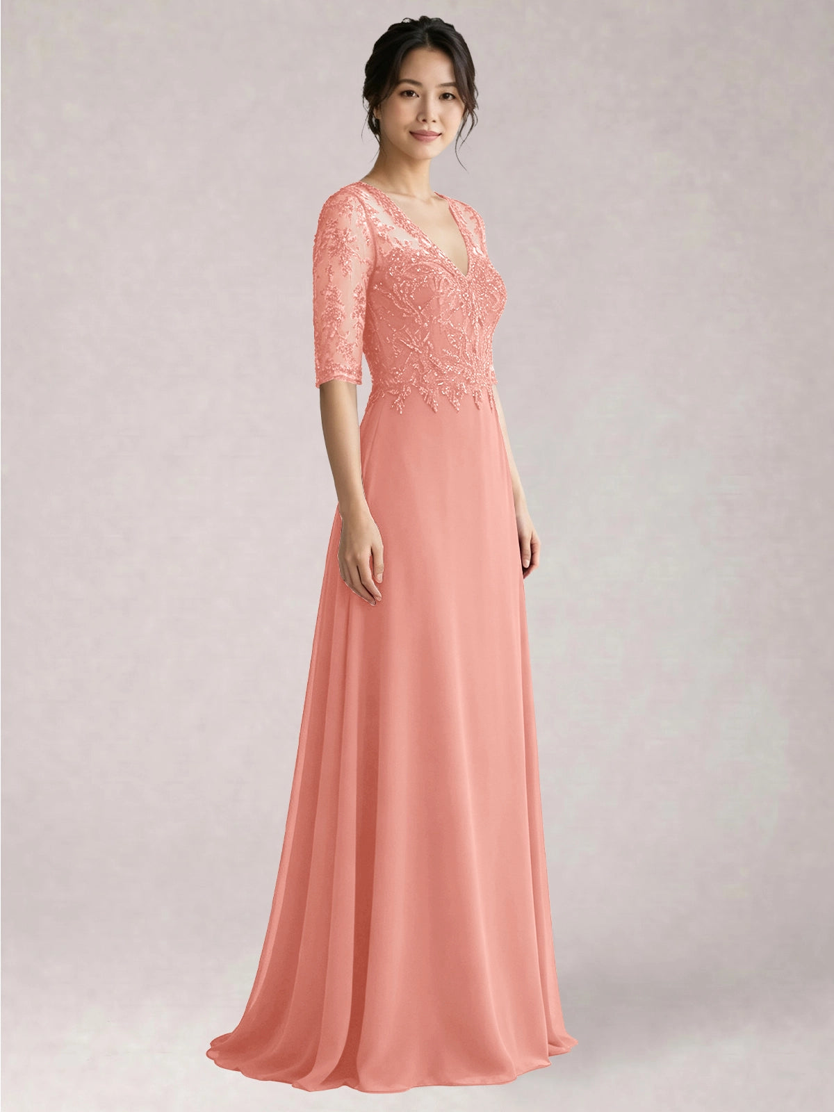 Lace Mother of the Bride Dress with Half Sleeves