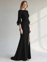 Chiffon Mother of the Bride Dress with 3/4 Sleeves