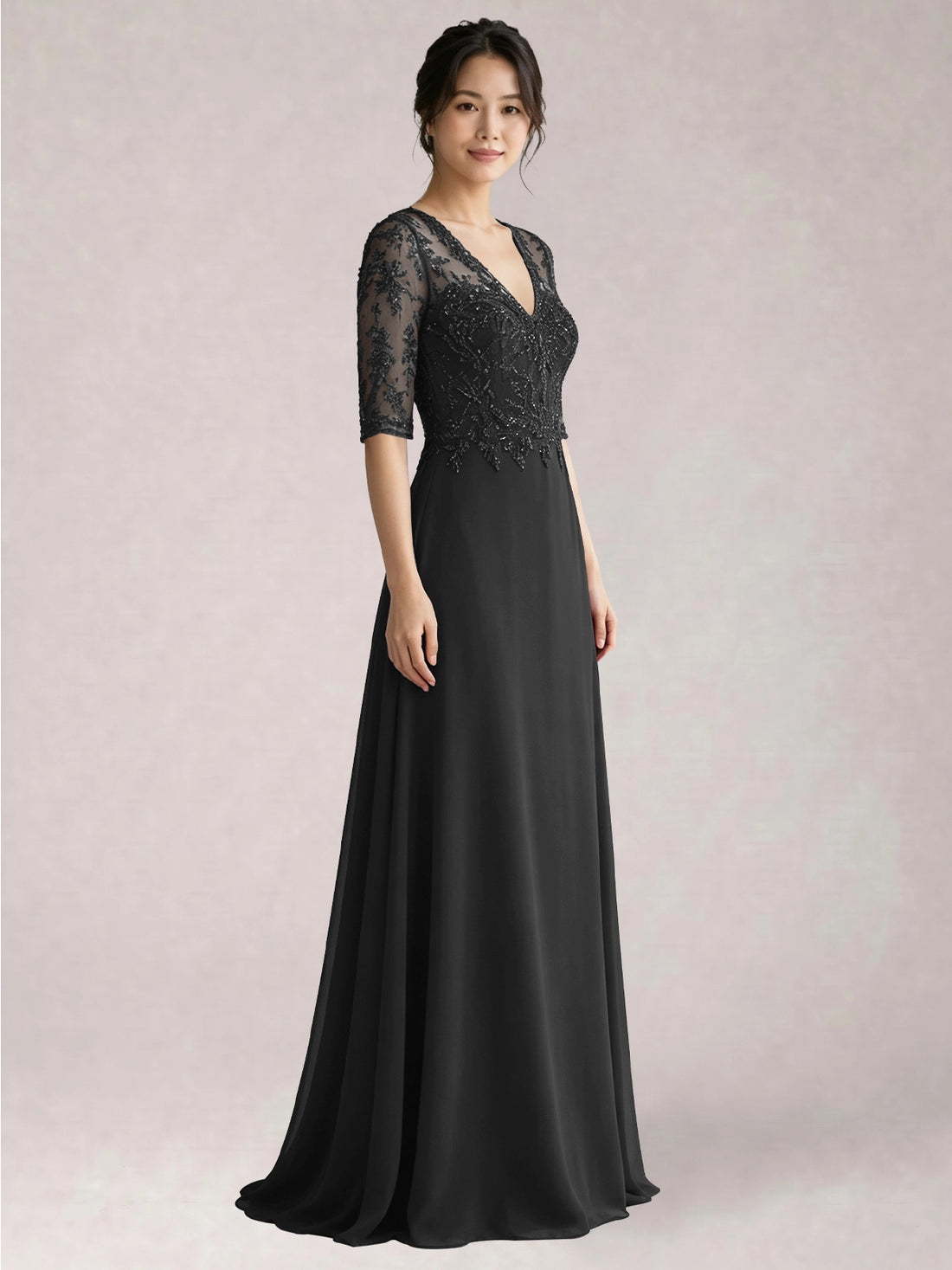 Lace Mother of the Bride Dress with Half Sleeves