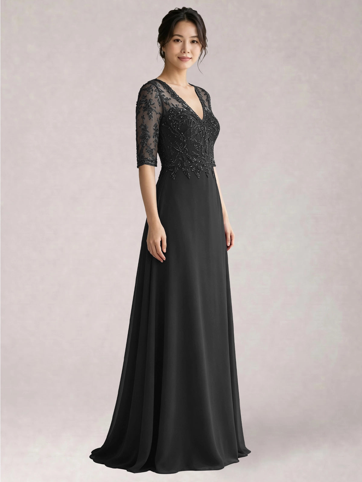 Lace Mother of the Bride Dress with Half Sleeves