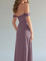 Off-the-Shoulder Slit Bridesmaid Dress 