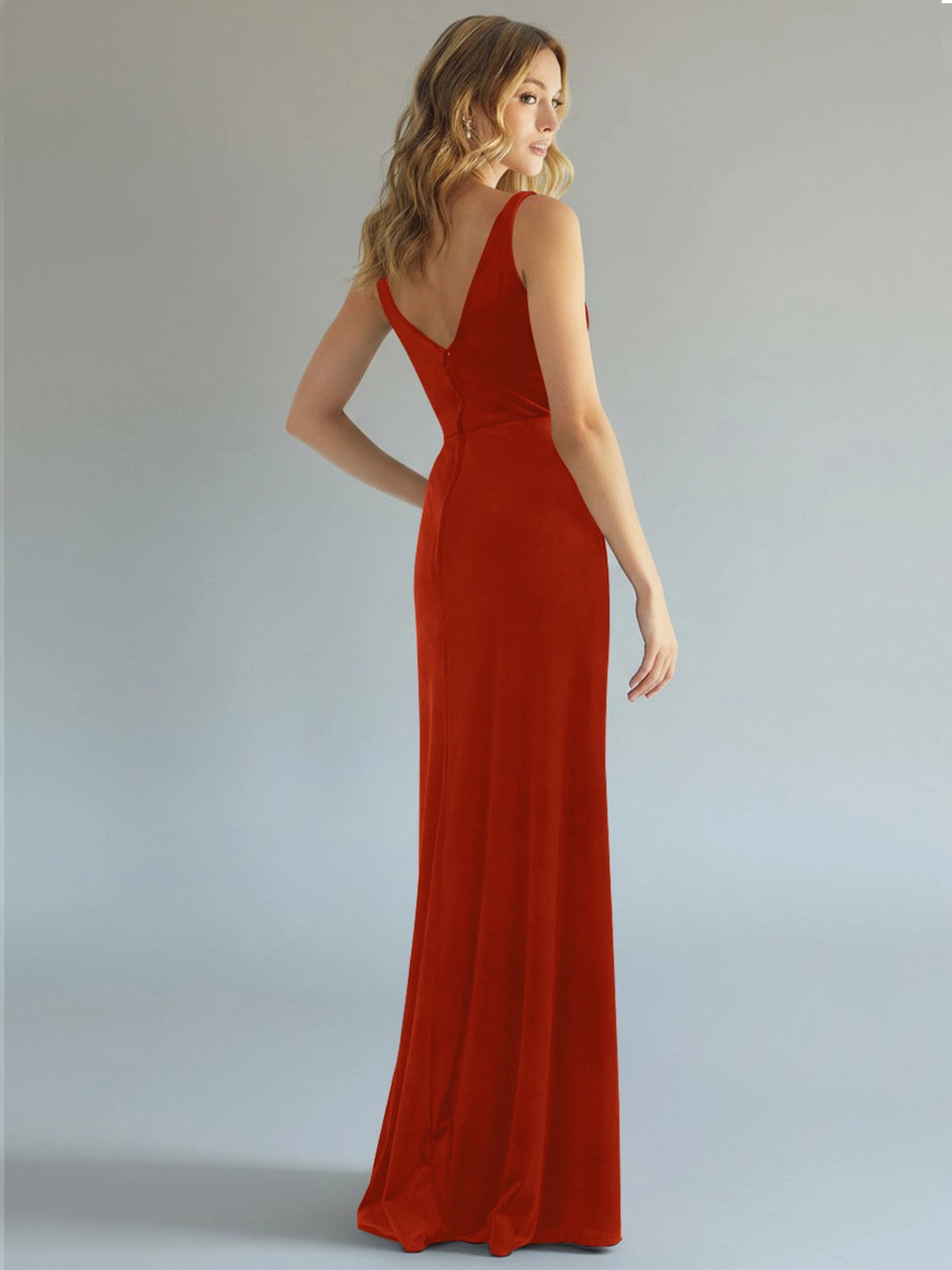 Velvet Bridesmaid Dress with Slit 