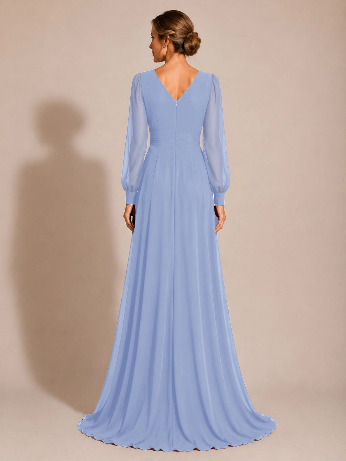 Chiffon Mother of the Bride Dress with Long Sleeves 