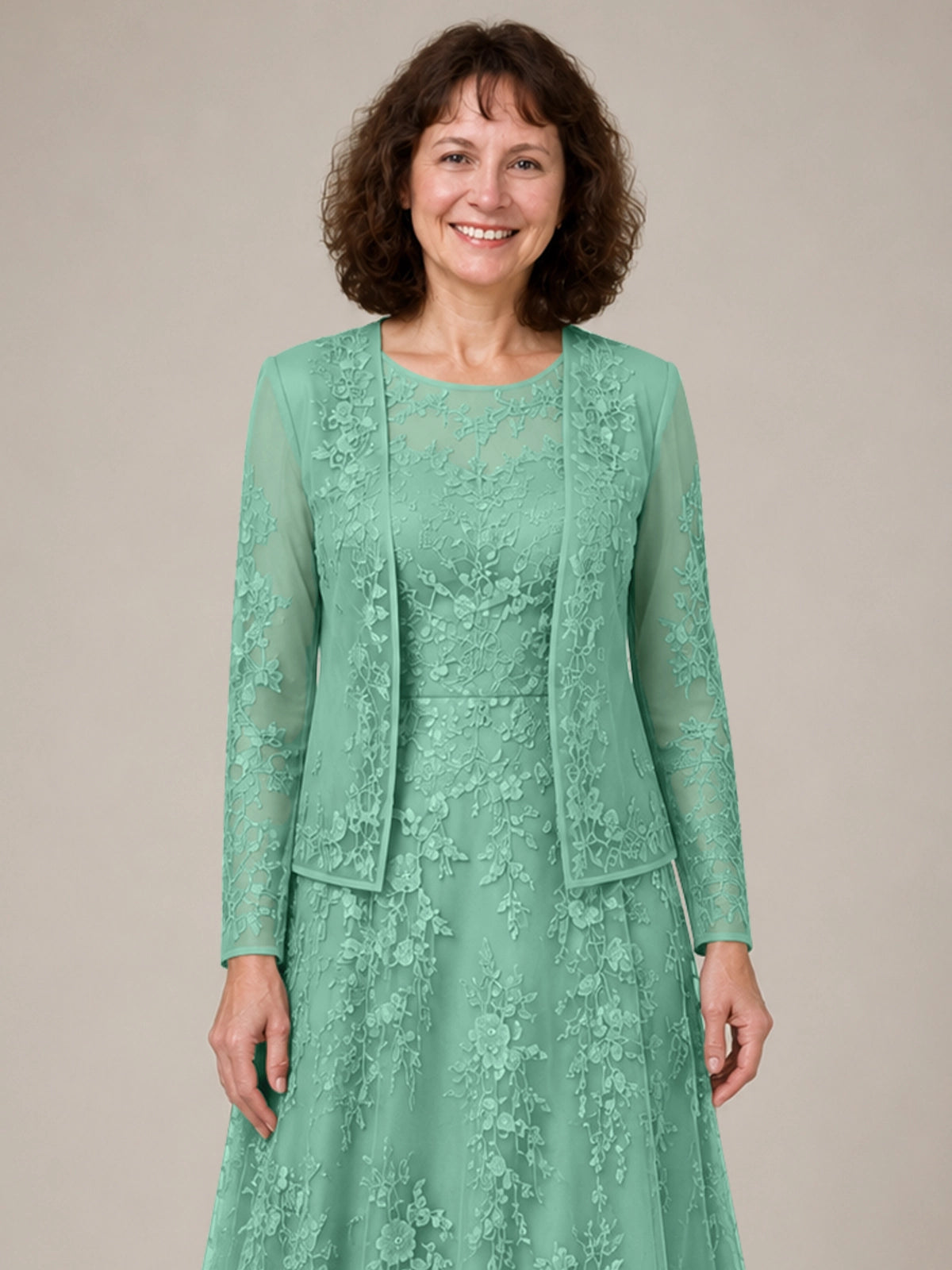 A-line Mother of the Bride Dress with Lace 