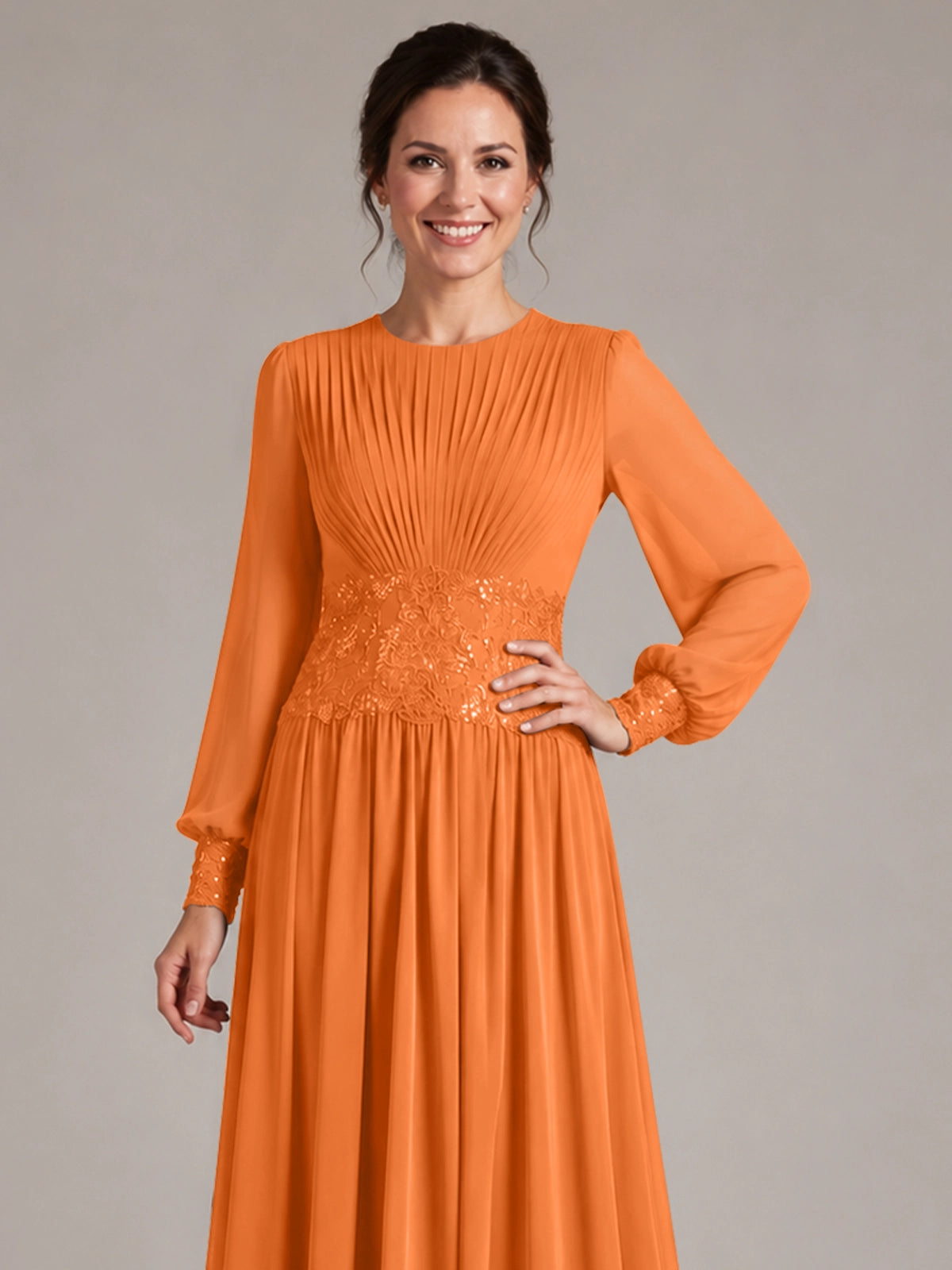 Chiffon Mother of the Bride Dress with Jewel Neckline 