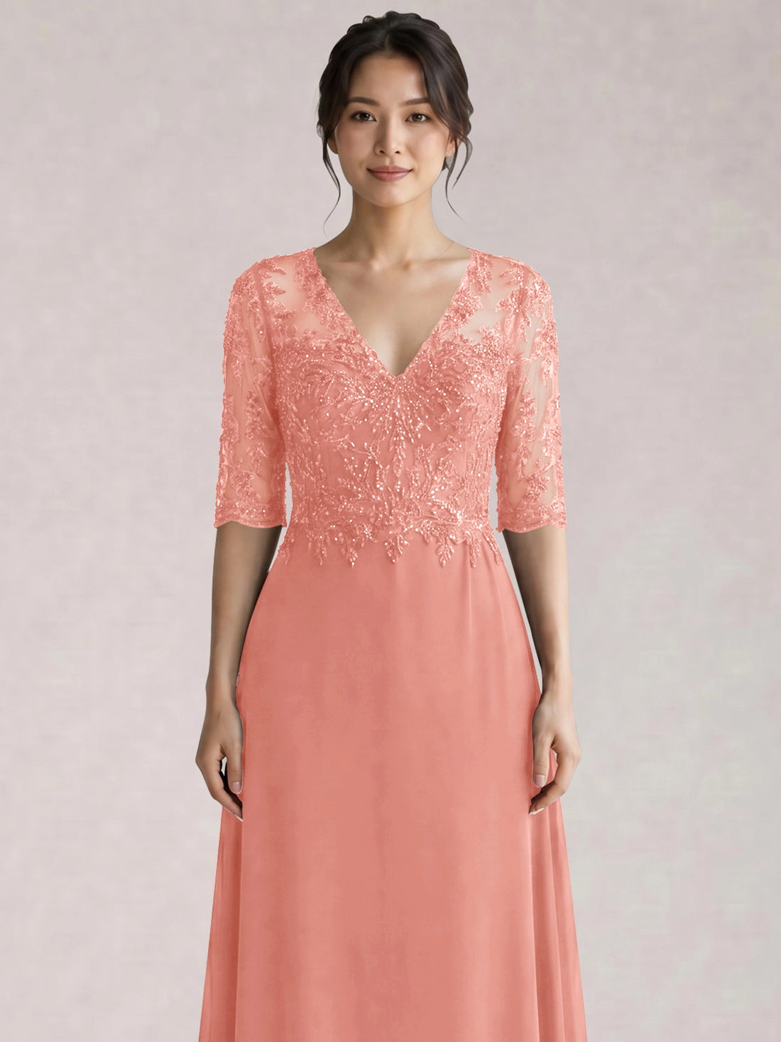 Lace Mother of the Bride Dress with Half Sleeves