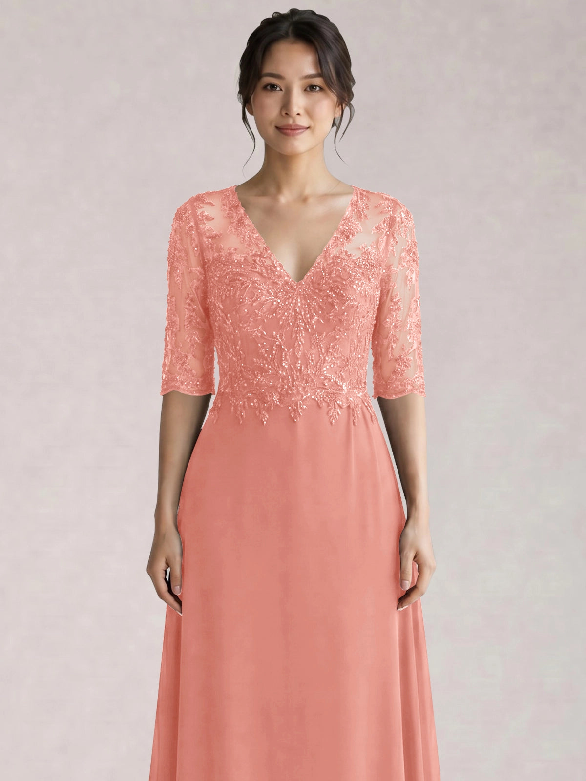 Lace Mother of the Bride Dress with Half Sleeves