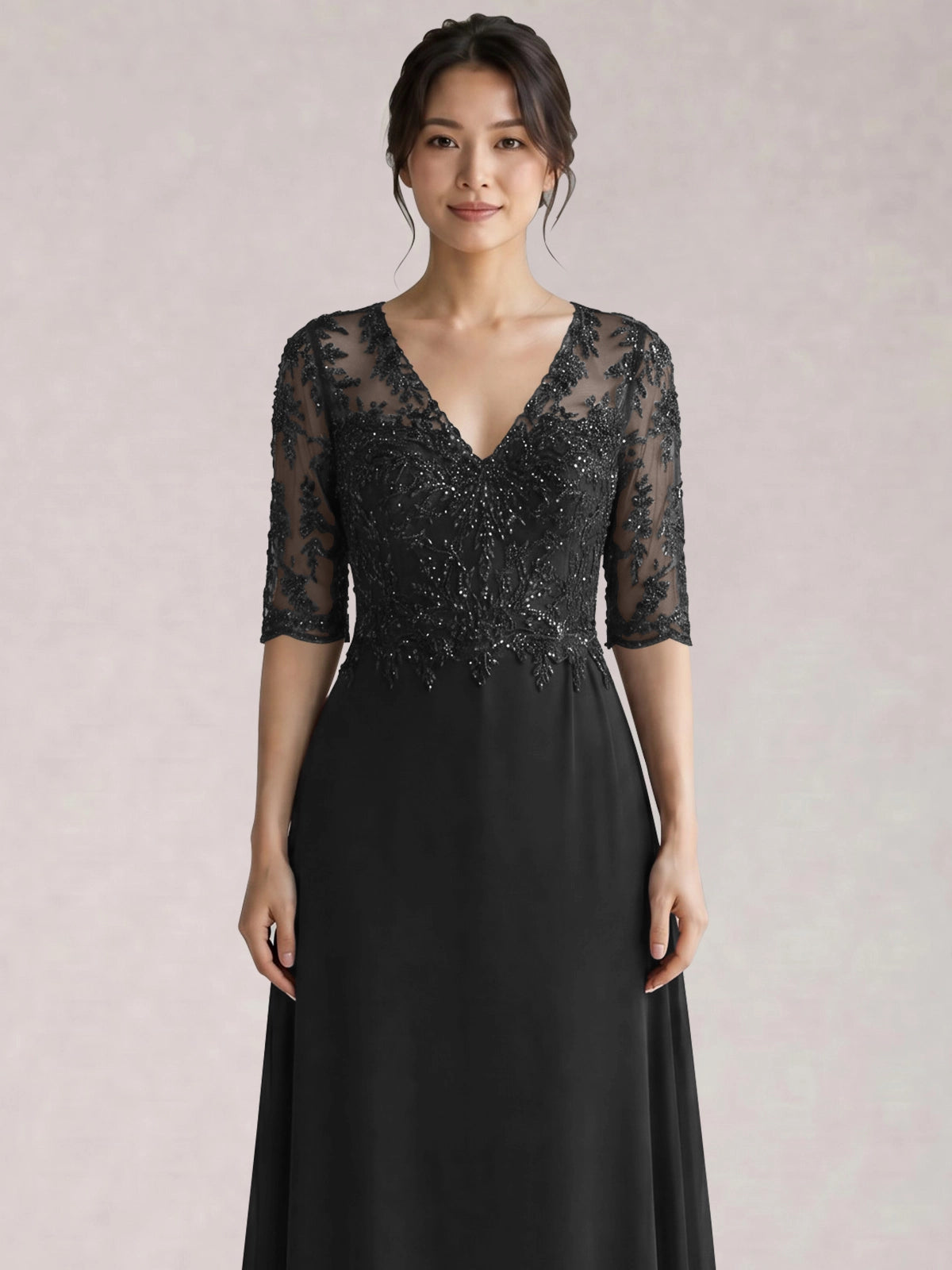 Lace Mother of the Bride Dress with Half Sleeves
