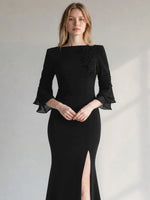 Chiffon Mother of the Bride Dress with 3/4 Sleeves