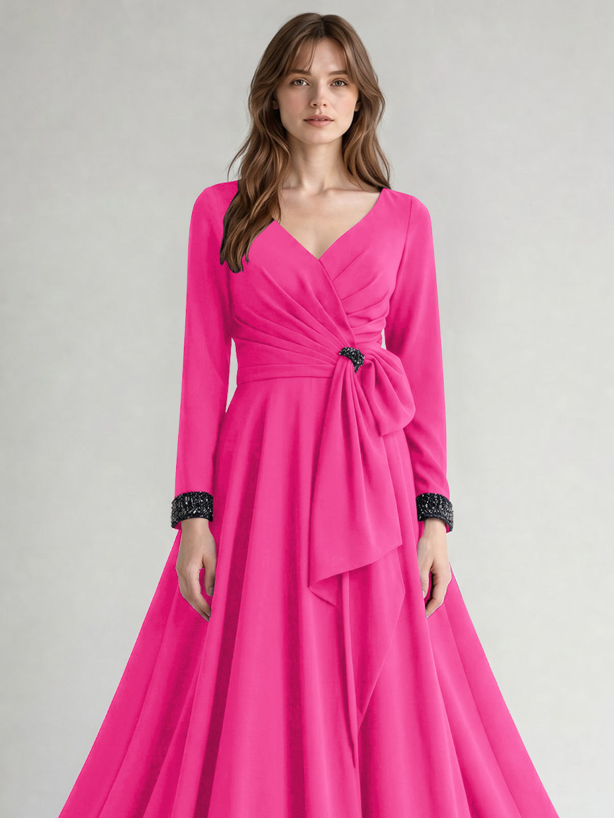 Stretch Satin Mother of the Bride Dress with Crystal