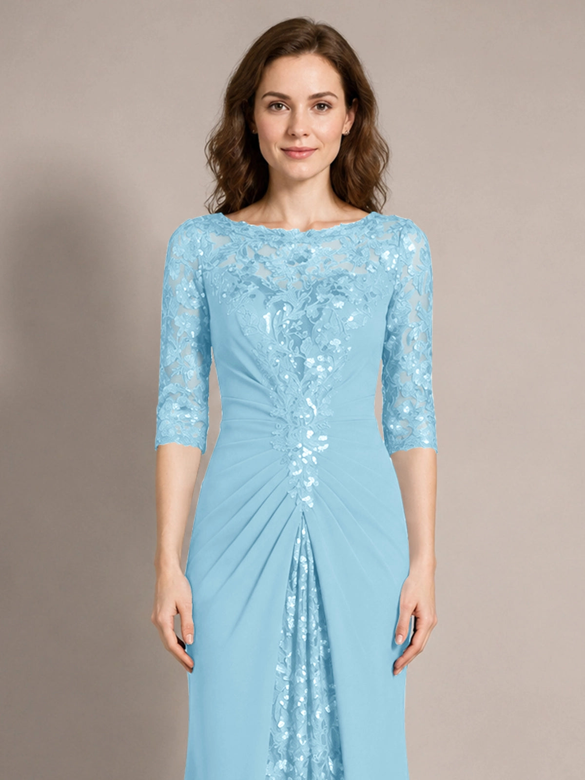 Lace Mother of the Bride Dress with Applique 