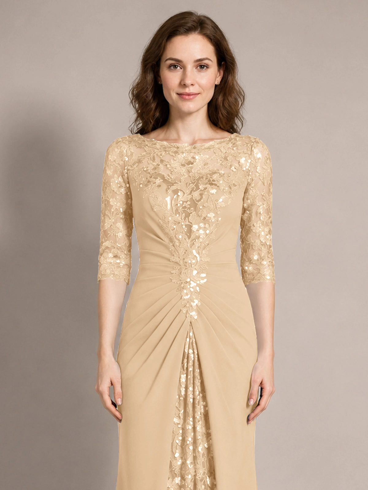 Lace Mother of the Bride Dress with Applique 