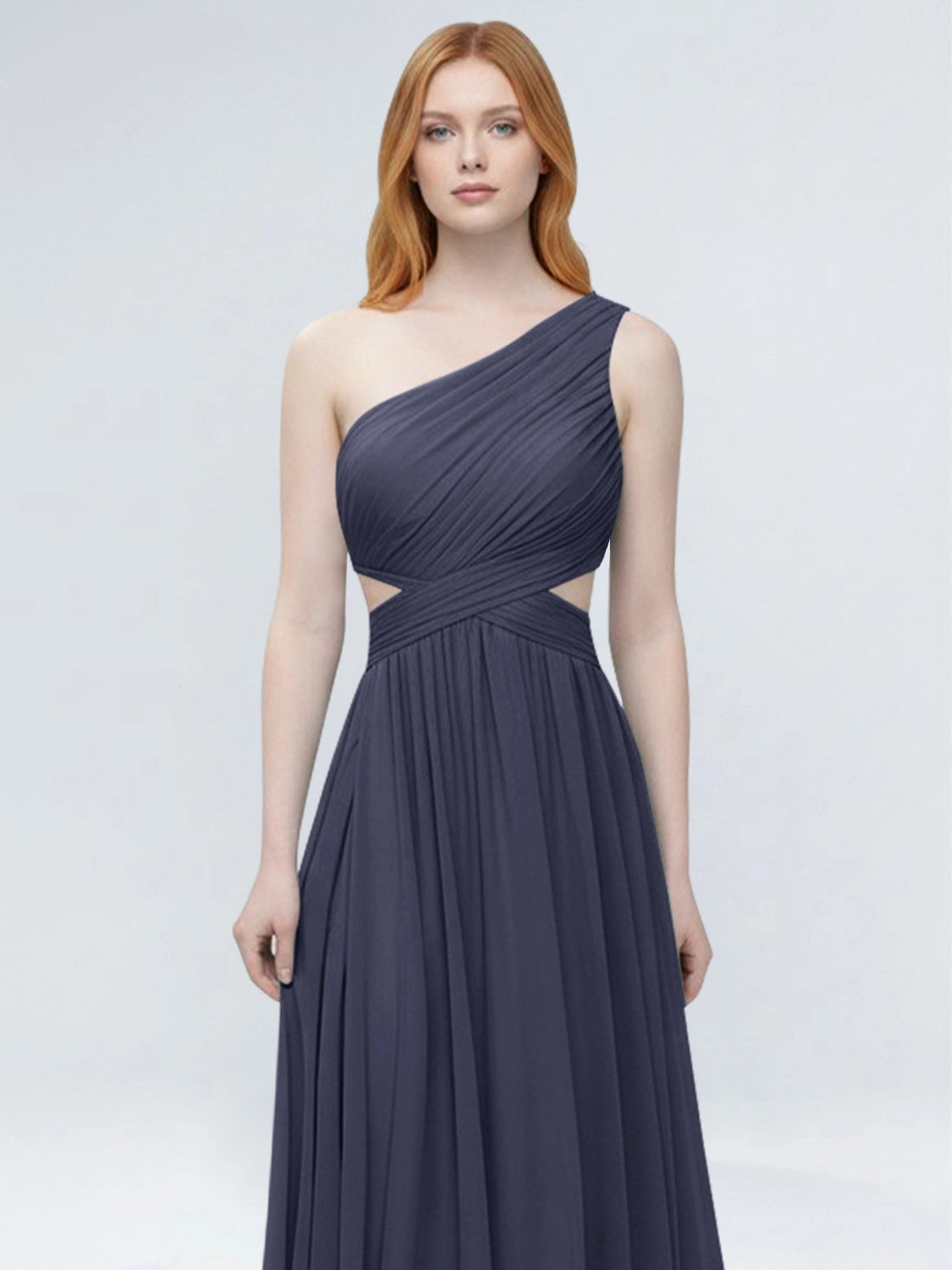 One-Shoulder Side Cut-Out Bridesmaid Dress 