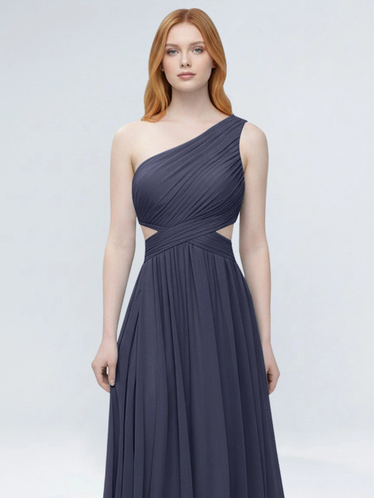 One-Shoulder Side Cut-Out Bridesmaid Dress 