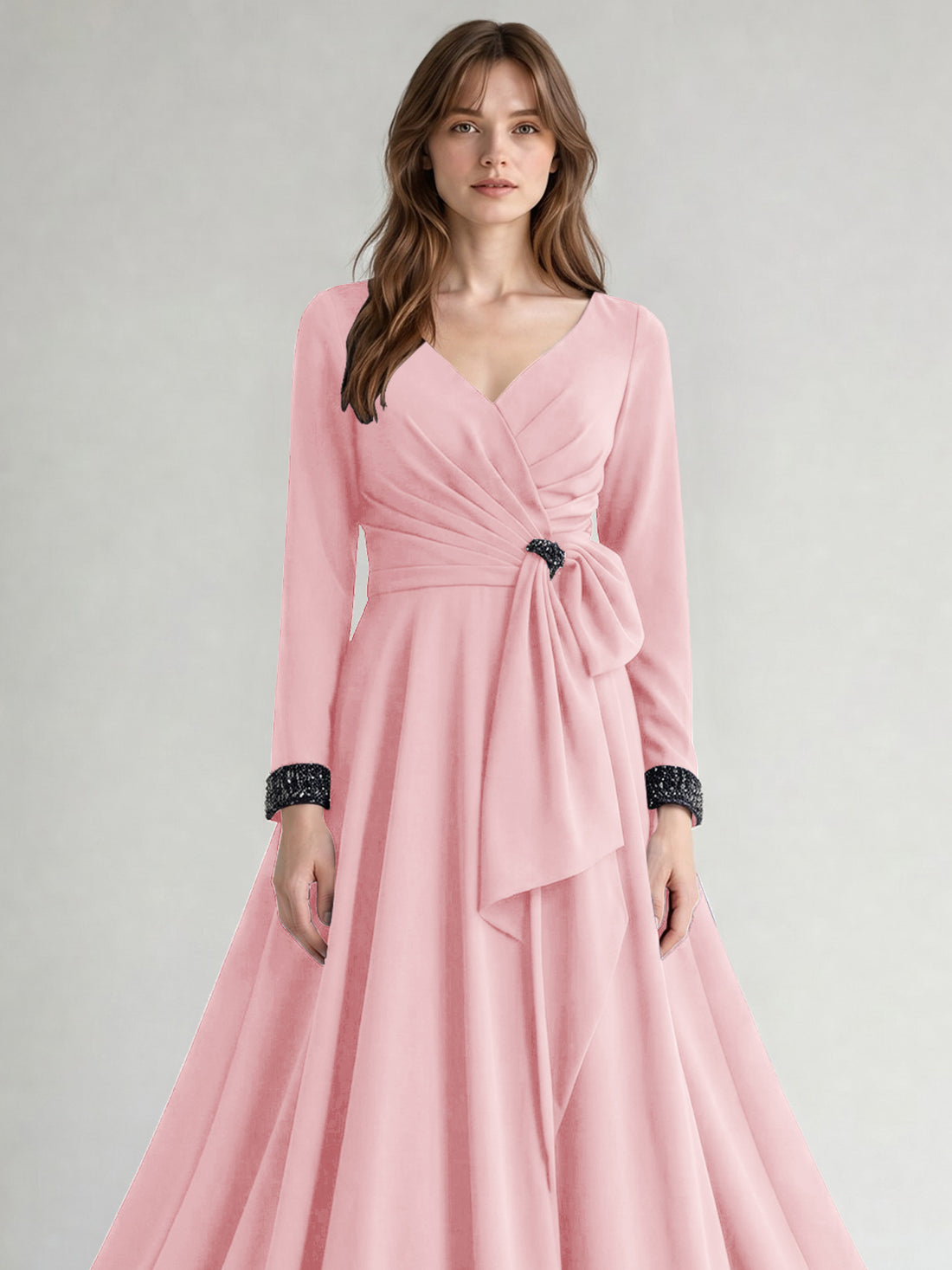 Stretch Satin Mother of the Bride Dress with Crystal