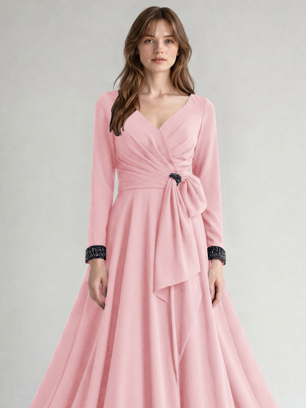 Stretch Satin Mother of the Bride Dress with Crystal