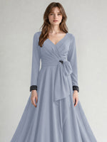Stretch Satin Mother of the Bride Dress with Crystal