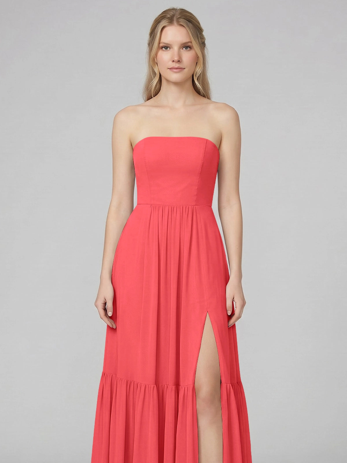 Strapless Bridesmaid Dress with Slit 