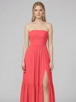 Strapless Bridesmaid Dress with Slit 