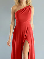 One-Shoulder Bridesmaid Dress with Slit