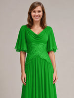 Cowl Neck Mother of the Bride Dress with Applique 