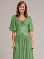 Cowl Neck Mother of the Bride Dress with Applique 