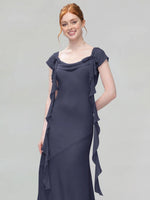 Flowy Ruffle Sheath Bridesmaid Dress 
