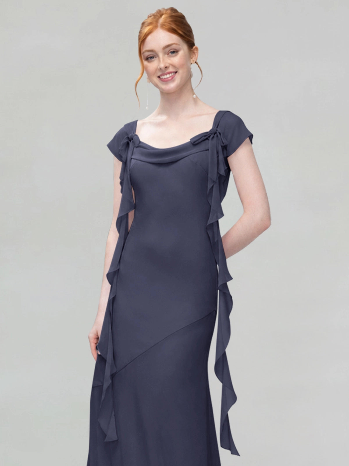 Flowy Ruffle Sheath Bridesmaid Dress 