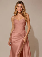 Silk-like Prom Dress with Appliques