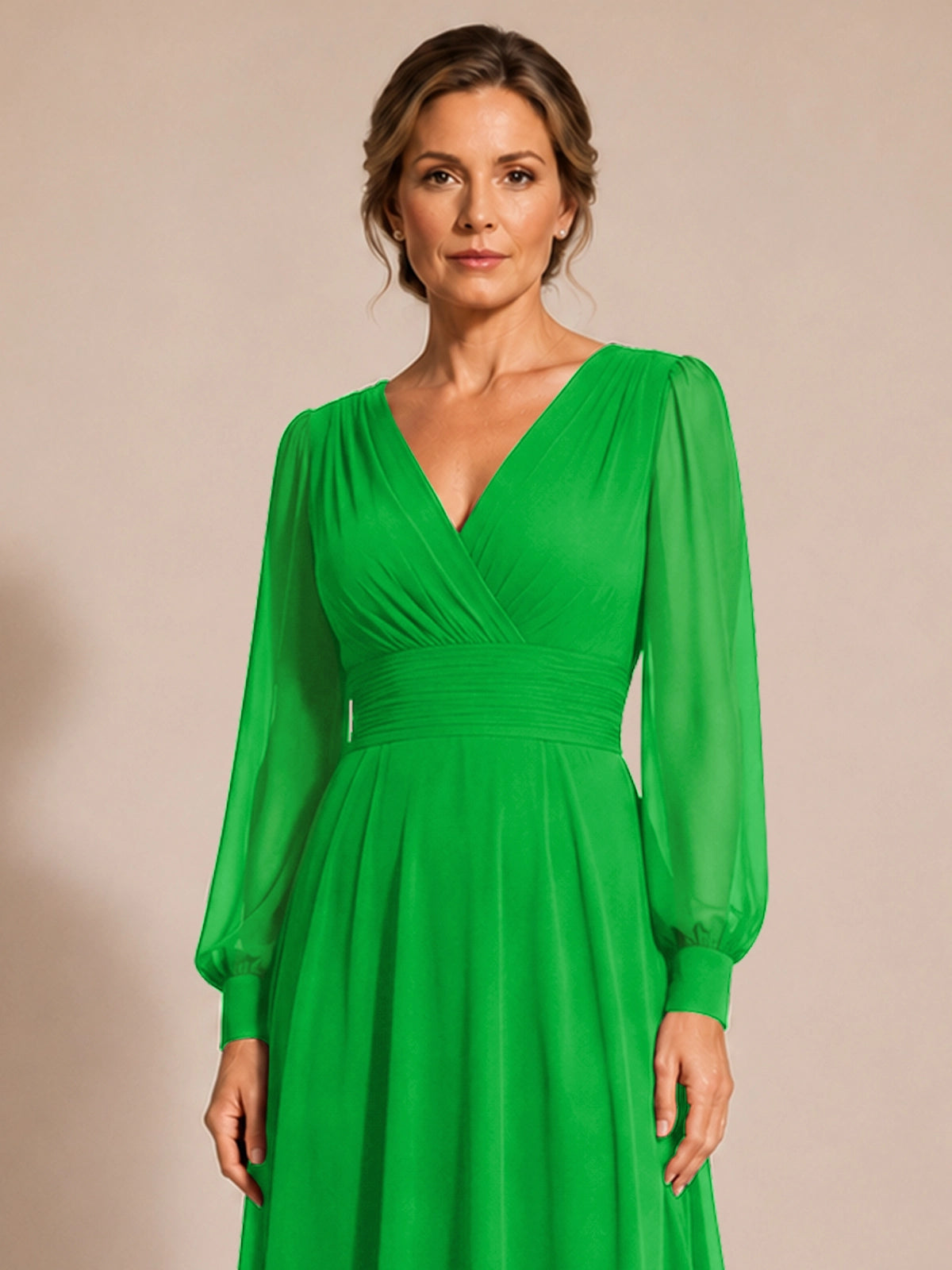 Chiffon Mother of the Bride Dress with Long Sleeves 