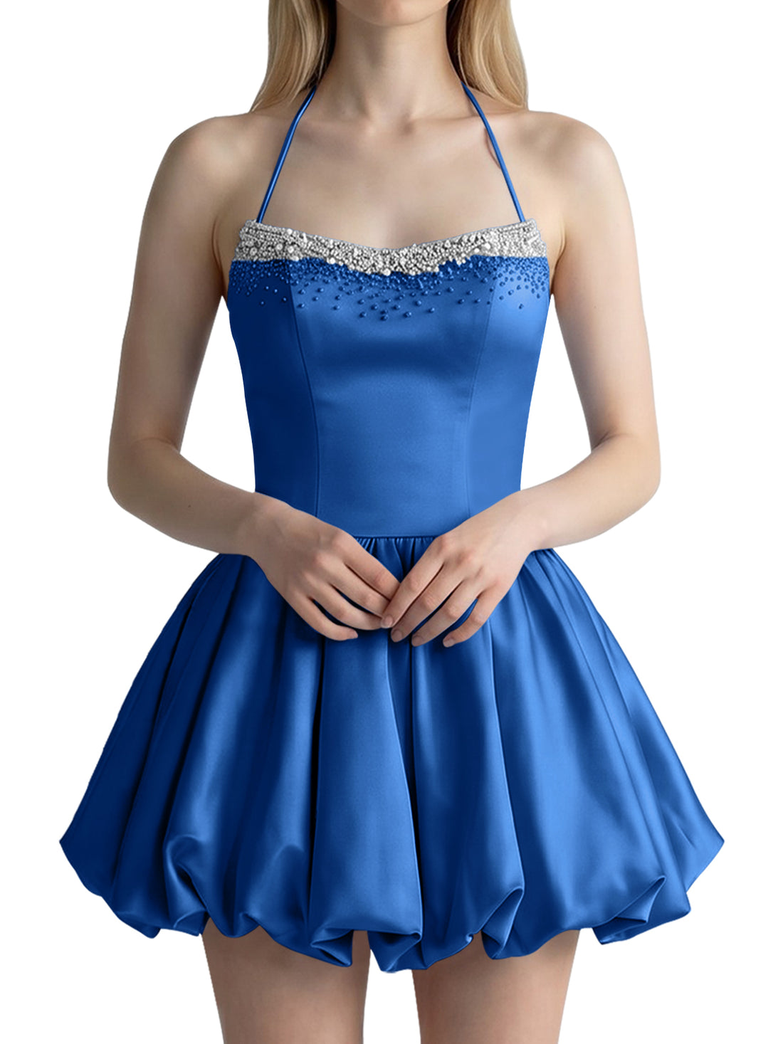 Beading Bubble Hem Mini Dress 