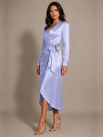 Silk-like Mother of the Bride Dress with Self-Tie Sash 