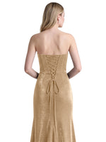 Velvet Prom Dress with Beaded Applique 