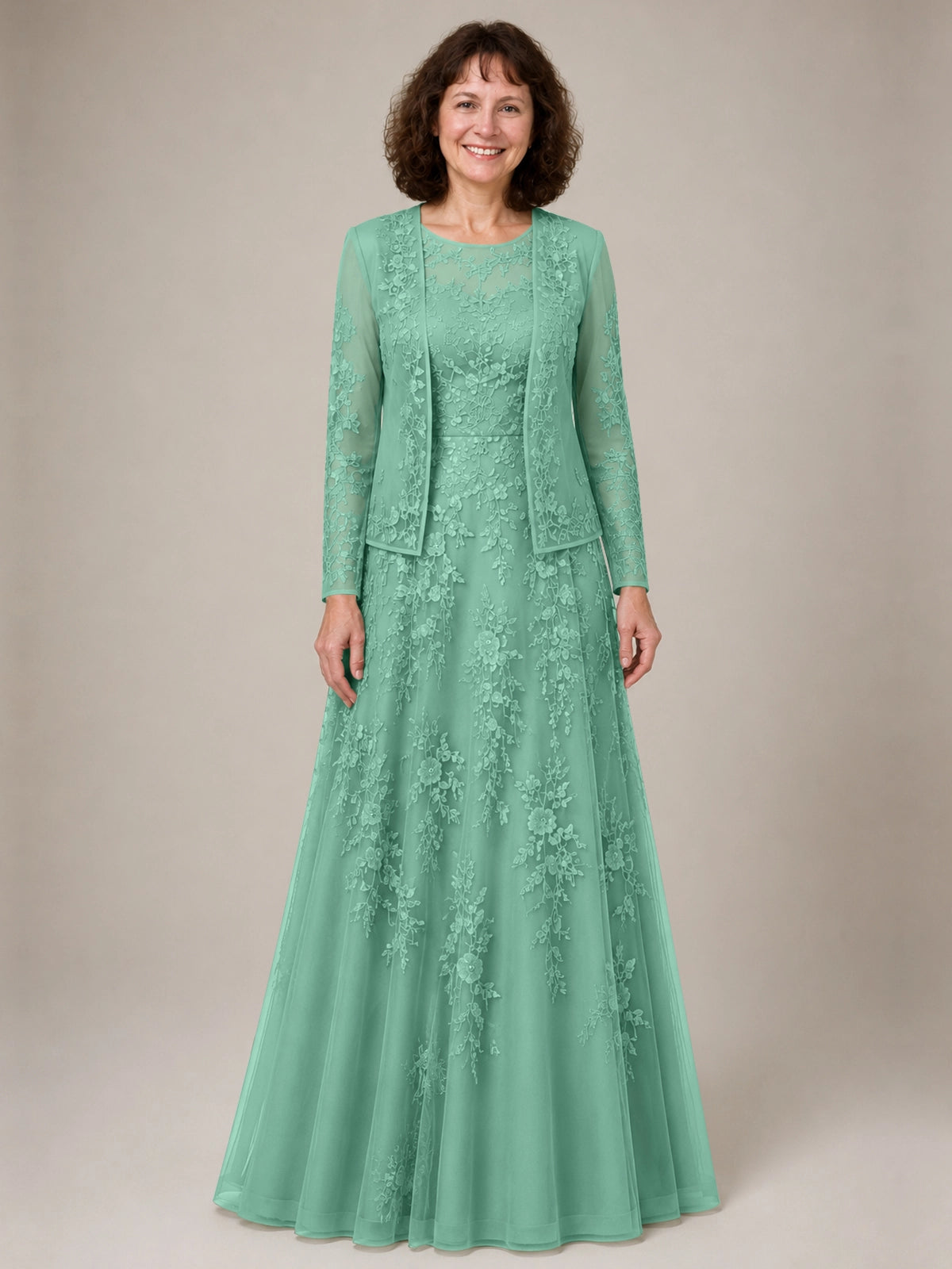 A-line Mother of the Bride Dress with Lace 