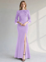 Chiffon Mother of the Bride Dress with 3/4 Sleeves