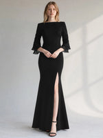 Chiffon Mother of the Bride Dress with 3/4 Sleeves